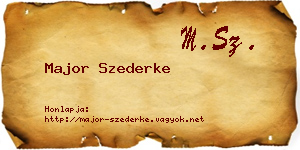 Major Szederke névjegykártya